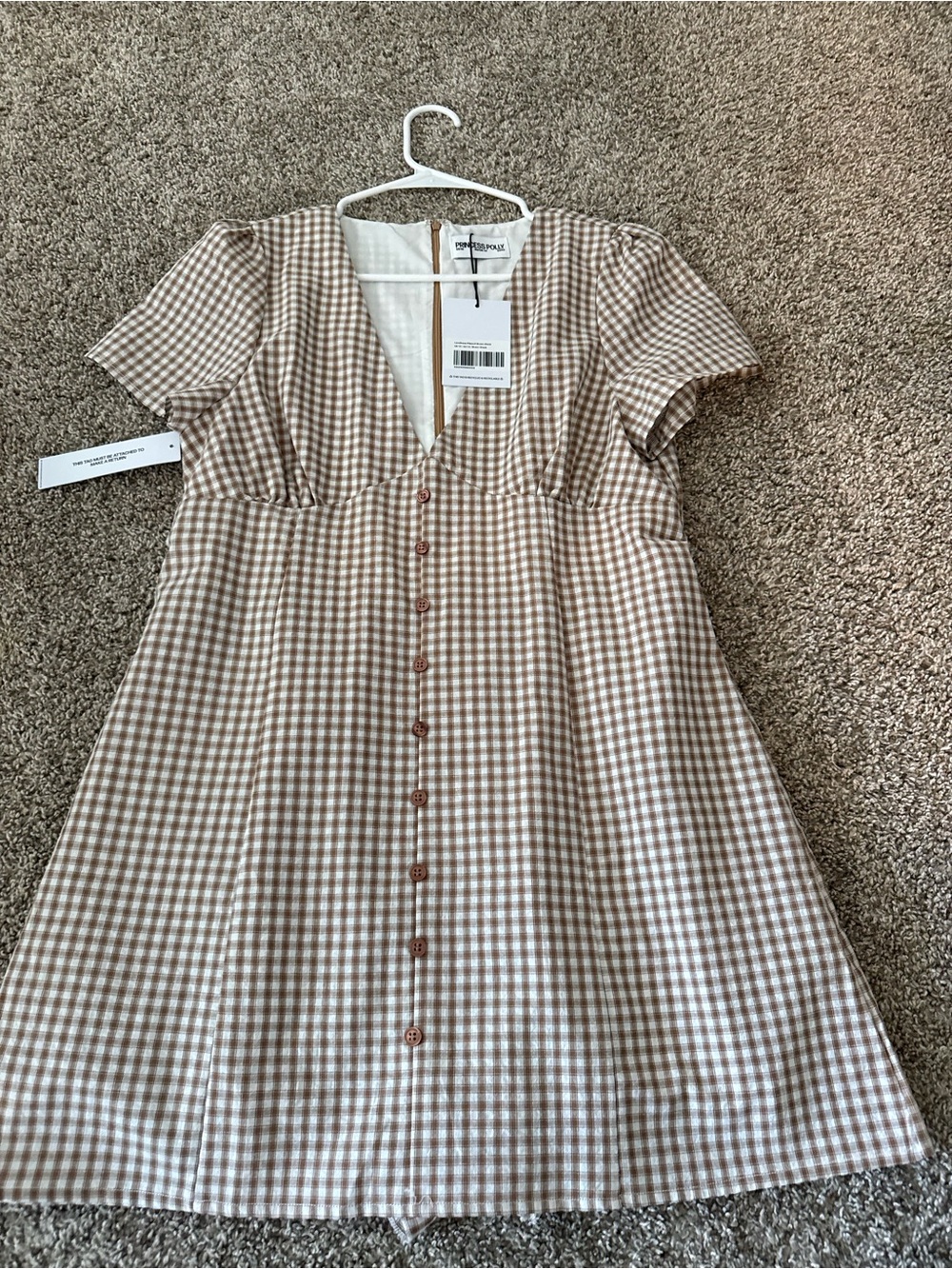 Princess Polly Gingham Button-Front Mini Dress w/ Built in Shorts